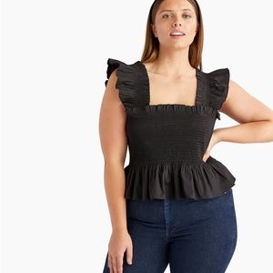 Hill House Paz top, black poplin, size small